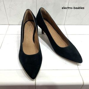 NWOB Clark Indigo Sage Cooper Blk Suede Pump Sz 8.5M - NEW
